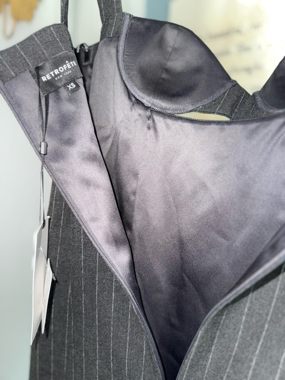 Retrofete Black Pinstripe Cutout Mini Dress updated with pictures - Picture 7 of 15